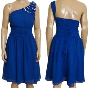 Zaxants One Bling Shoulder Pleated Top Dress